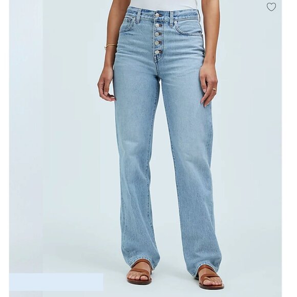 NWOT: Madewell Baggy Straight Jeans in Paxton Wash: Button-Front Size 30 x 31.5 - Picture 2 of 11
